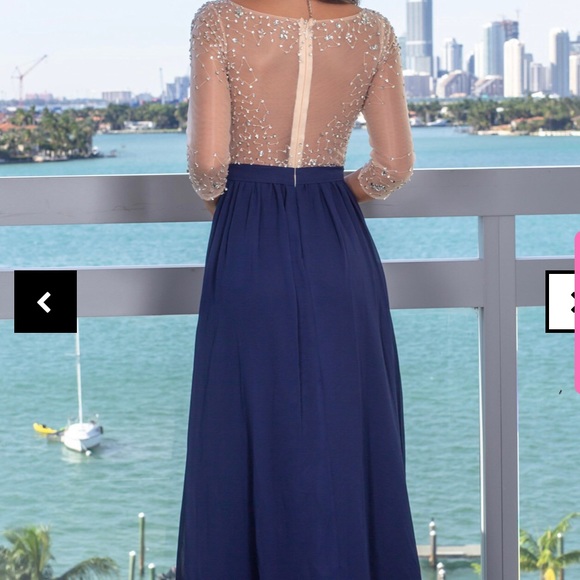 Navy dress with jewel top - Picture 3 of 3